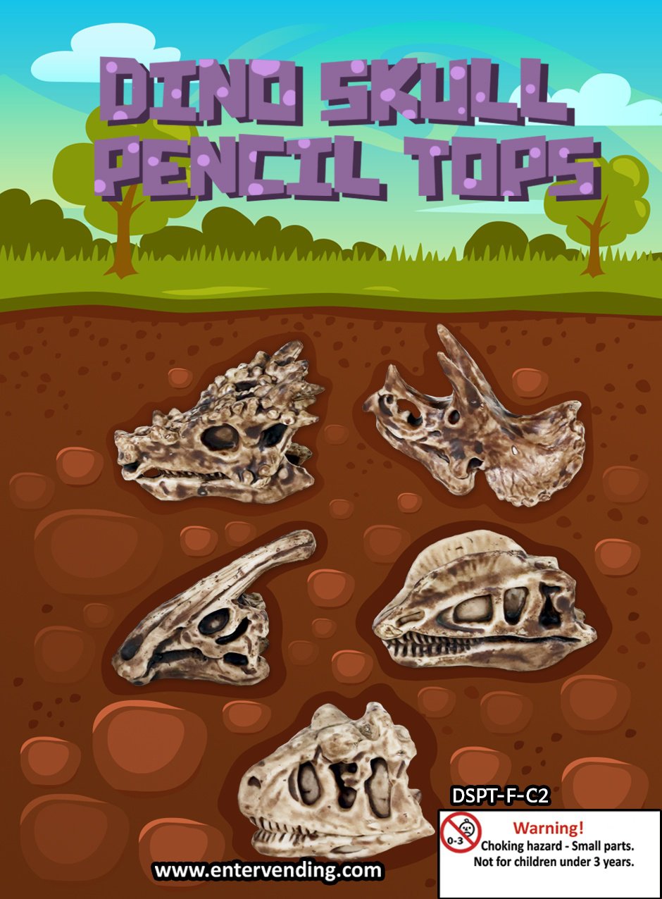 Dino Skull Pencil Tops (display)