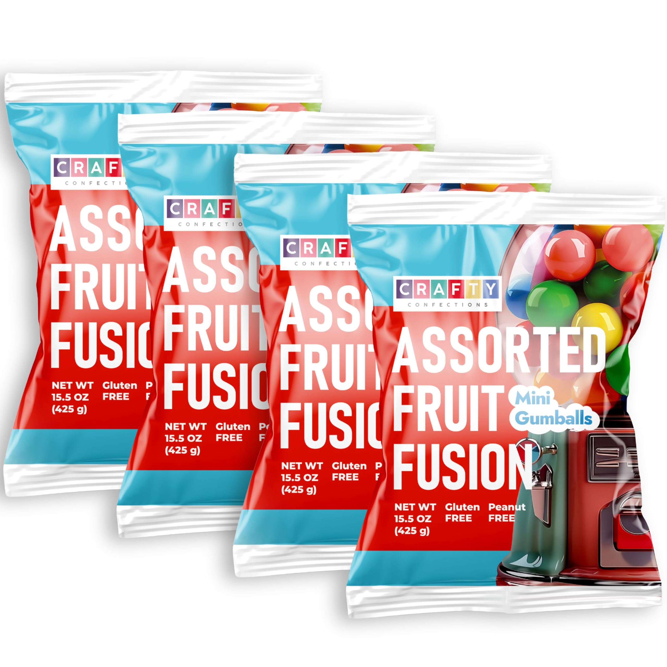 Gumballs for Gumball Machine Refills - 4 Packs Assorted Fruit Flavored Gum Balls - 0.5 Gumballs for Gumball Machine Refills - 4 Packs Assorted Fruit Flavored Gum Balls - 0.5