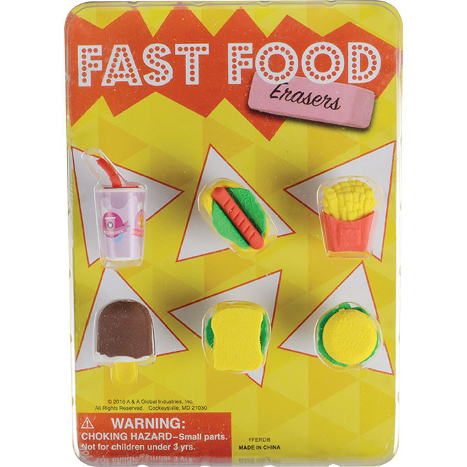 Buy Fast Food Erasers in 1.1in Capsules in 250 count bag - EnterVending