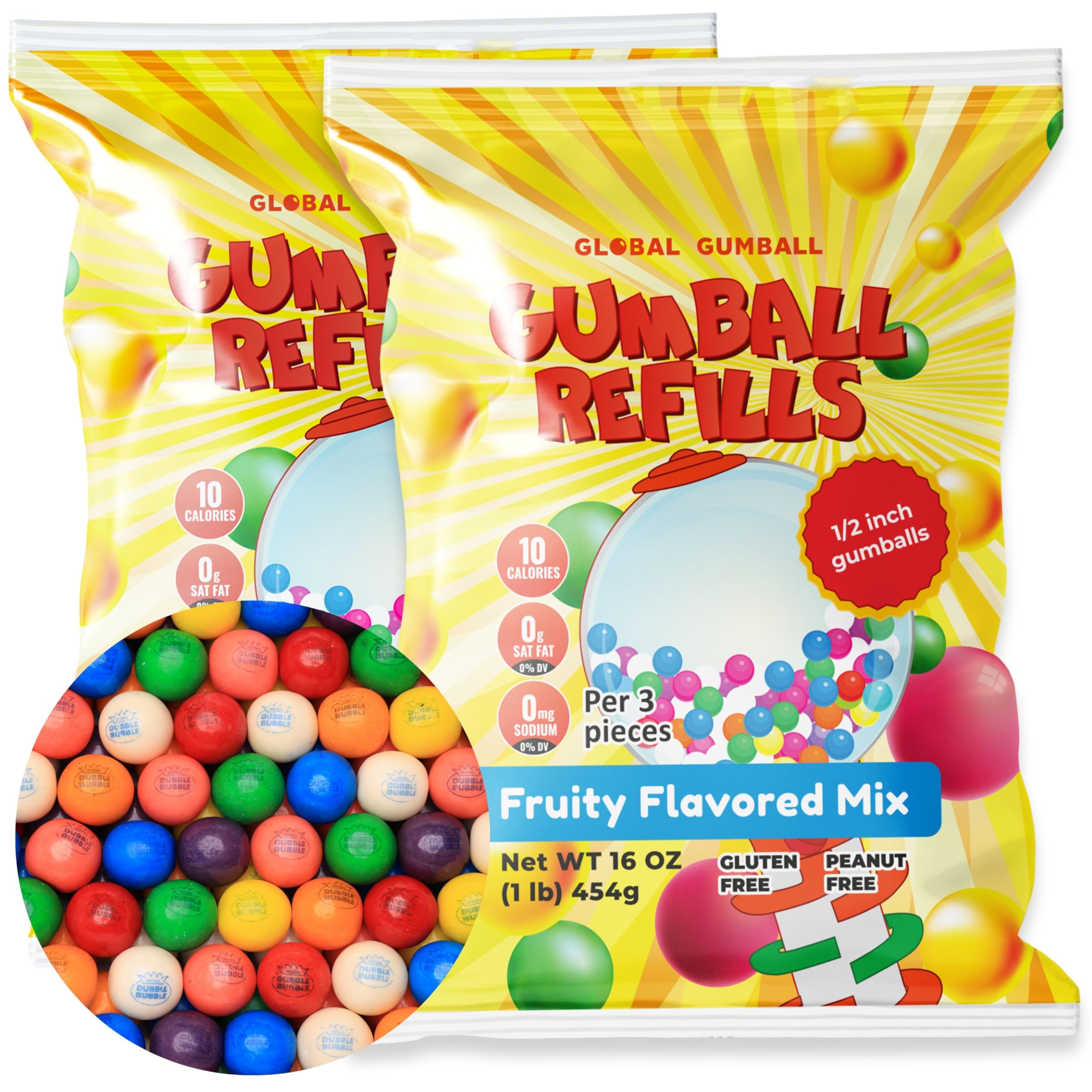 Mini Gumballs 0.5 inch 13mm - Gum Balls for Gumball Machine Refill Bulk 520 pcs - Chewing Gum for Kids - 2 LB Assorted Flavors Bubble Gum Mini Gumballs 0.5 inch 13mm - Gum Balls for Gumball Machine Refill Bulk 520 pcs - Chewing Gum for Kids - 2 LB Assorted Flavors Bubble Gum