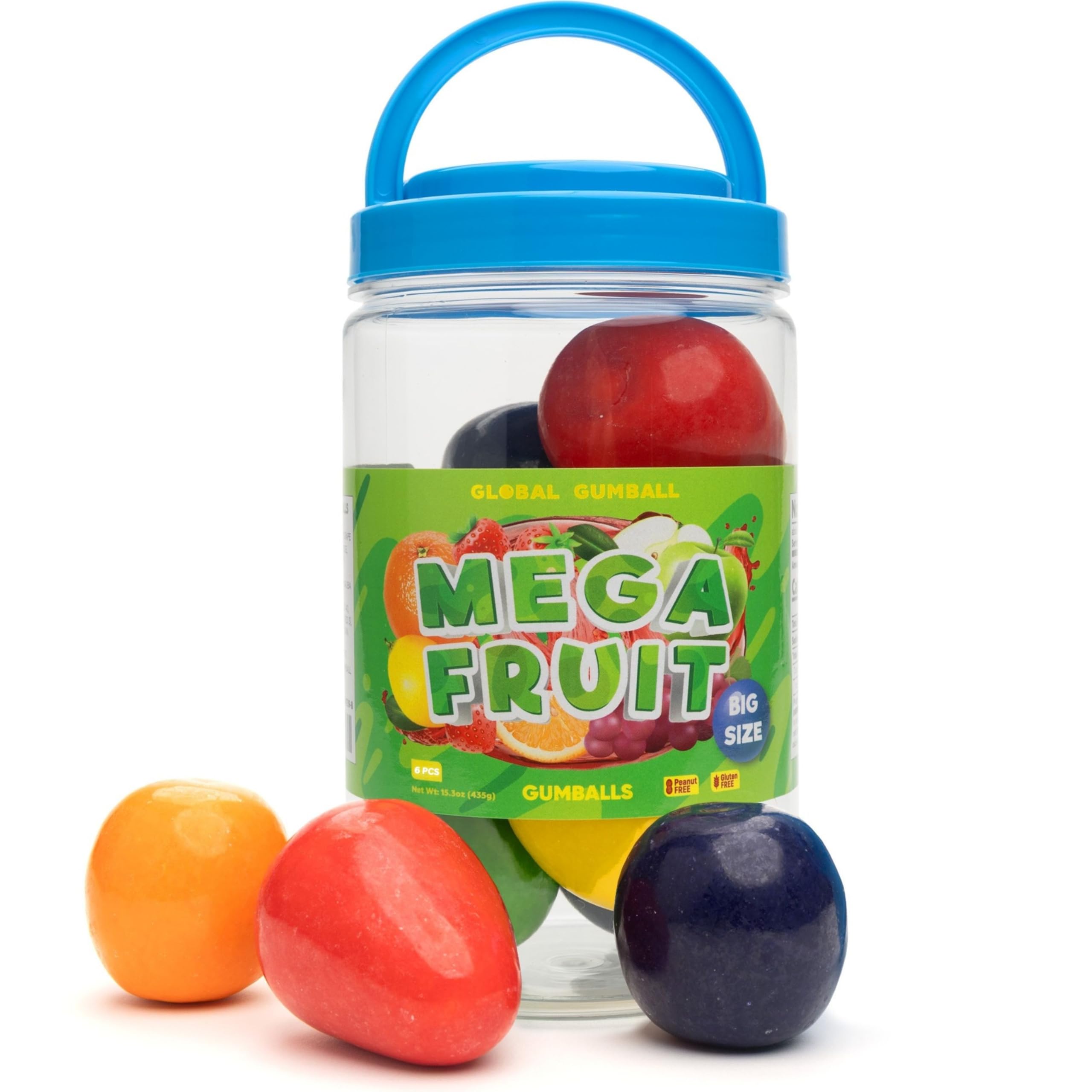 Chewing Gum for Kids - 2 Inch Jumbo Bubble Gum  - 6 Pcs Mega Fruit Shaped Gumballs - Assorted Fruit Flavored Gums Chewing Gum for Kids - 2 Inch Jumbo Bubble Gum  - 6 Pcs Mega Fruit Shaped Gumballs - Assorted Fruit Flavored Gums