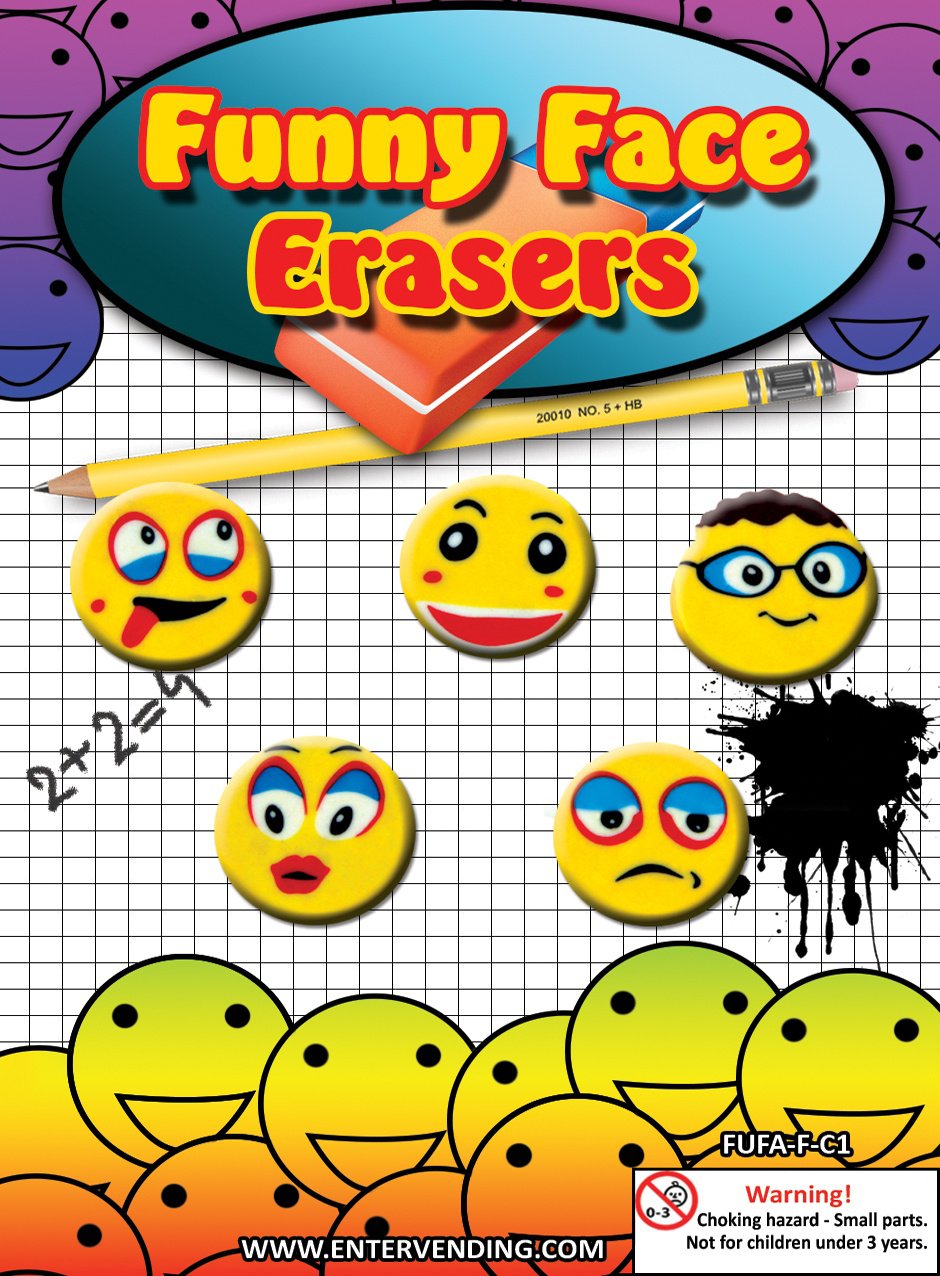 Funny Face Erasers (display)