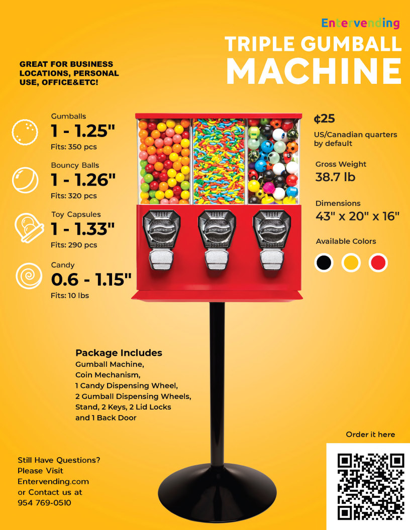 Buy bulk Triple Vending Machine with Interchangeable Canisters
