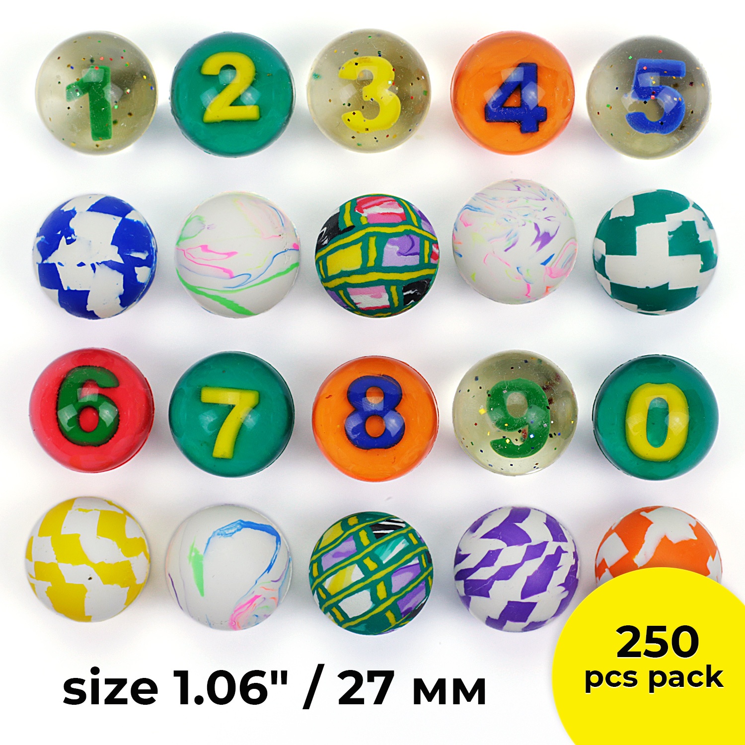 Buy By the Numbers Mix 27 mm bouncy balls in 2000 count EnterVending