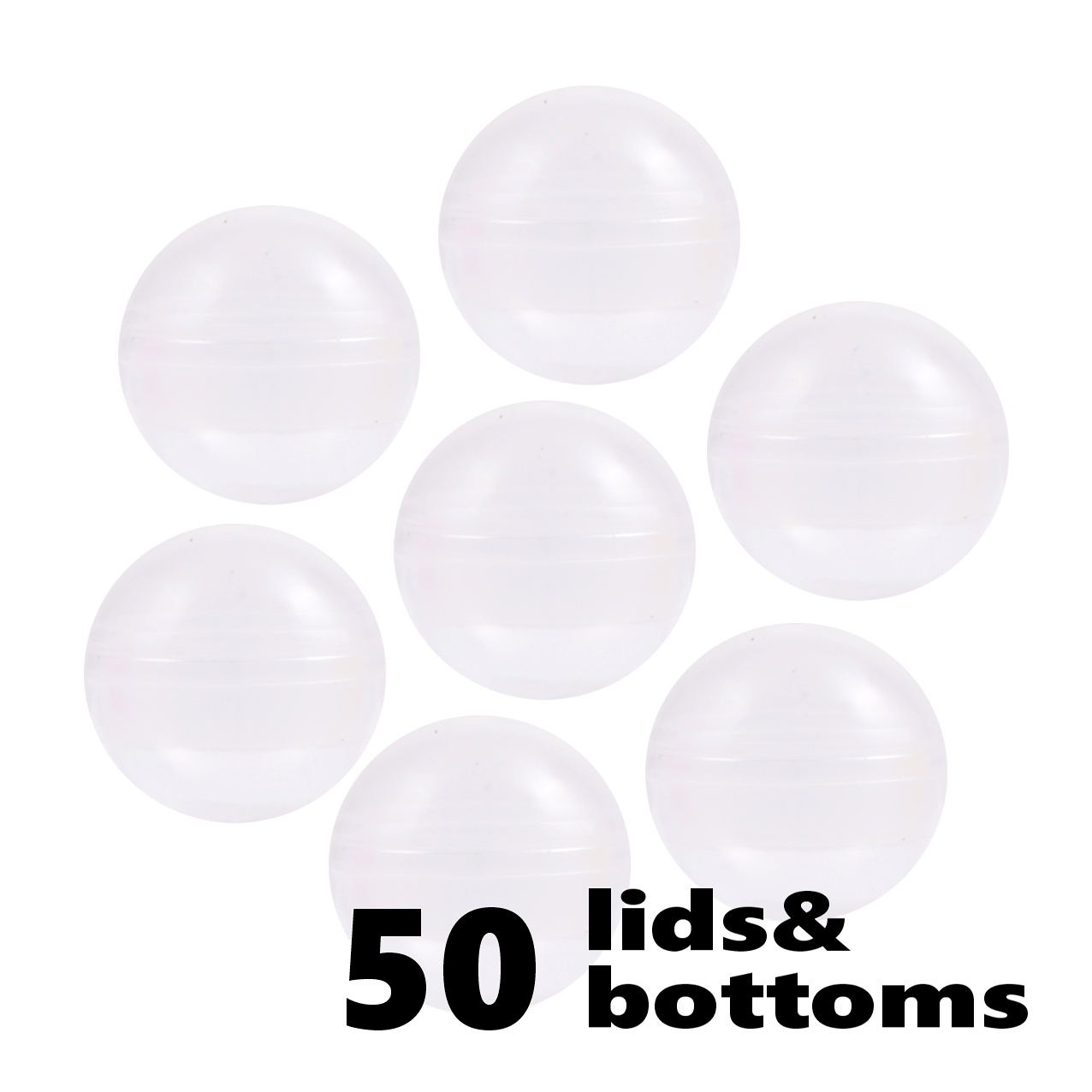 50pcs 28mm Dia PP Clear Toy Capsules For Vending Empty Round Toys Ball 