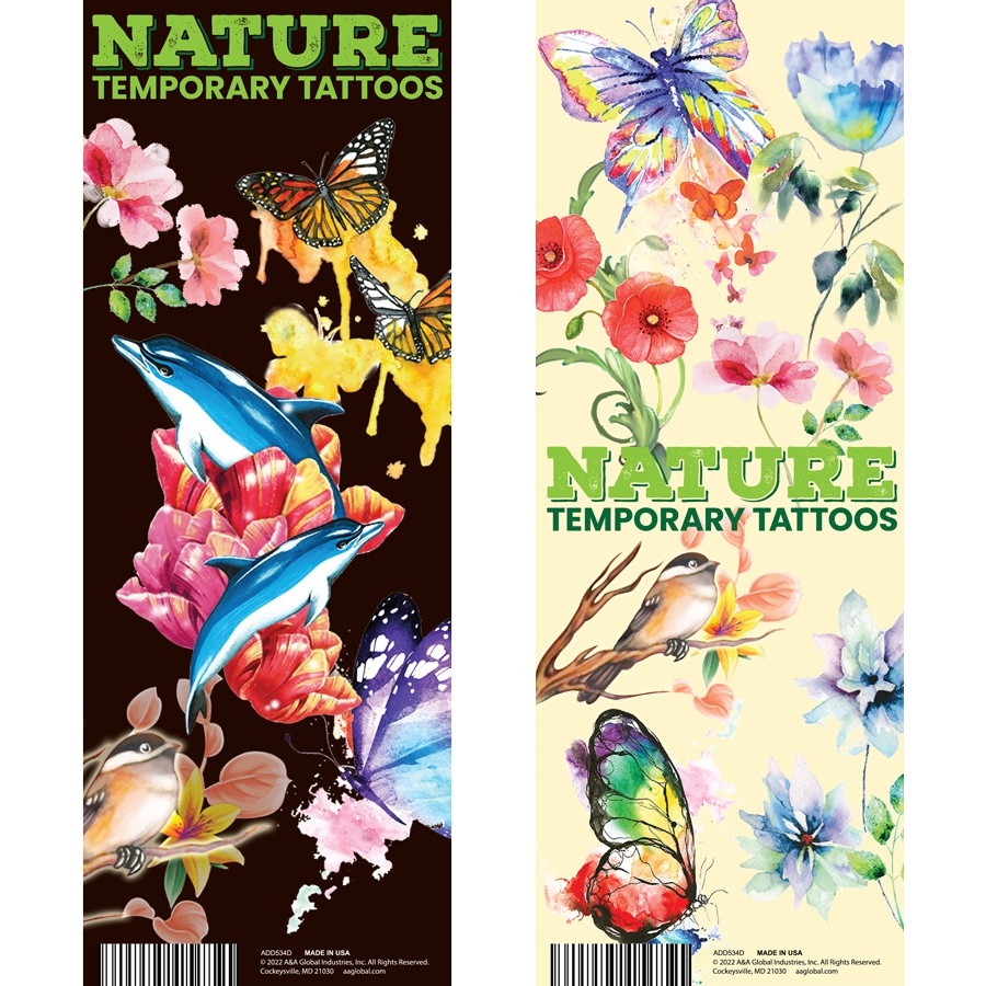 Nature Watercolor Temporary Tattoos