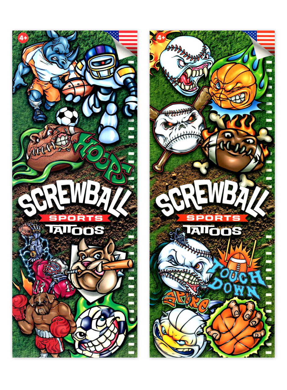 Screwball Sports Tattoos (display)
