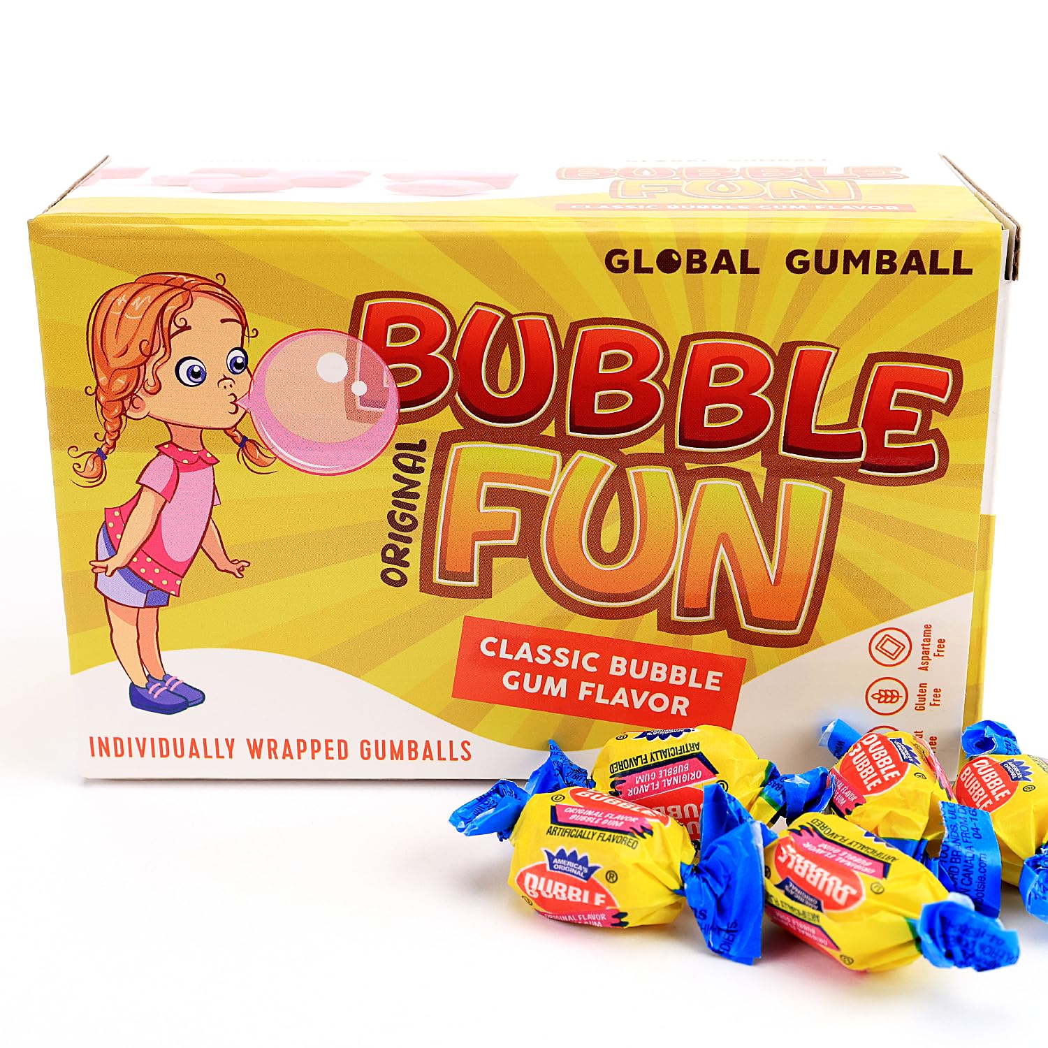 Global Gumball Bubble Gum, Original Flavor, Chewing Gums - Twist Wrapped Gum - 10 Oz Individually Wrapped Bubblegum in Gift Box - Chewing Bubble Gum Global Gumball Bubble Gum, Original Flavor, Chewing Gums - Twist Wrapped Gum - 10 Oz Individually Wrapped Bubblegum in Gift Box - Chewing Bubble Gum