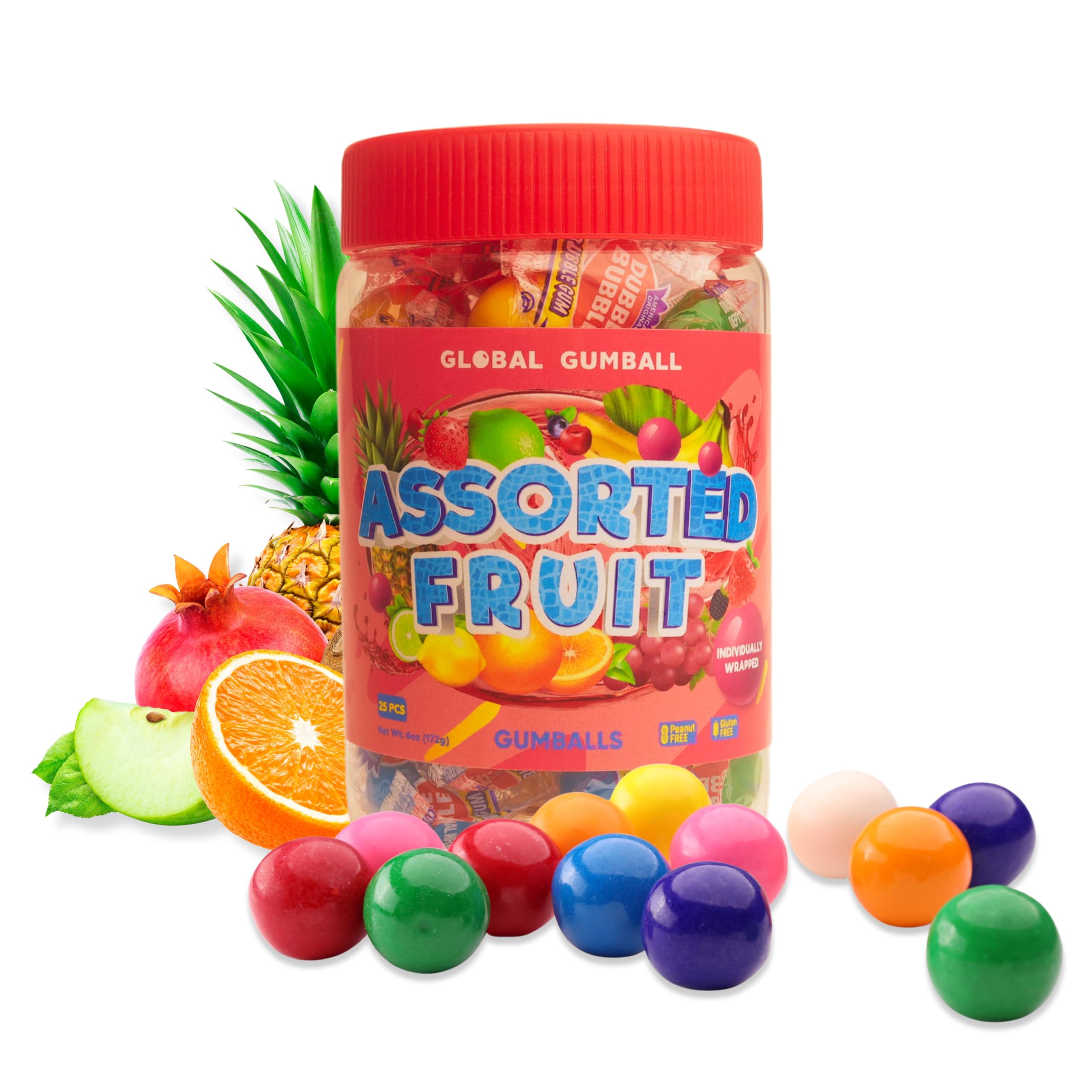 Gumballs for Kids - 25 Pcs Assorted Gumballs Individually Wrapped Gumballs - Chewing Bubble Gum - Colored Gum Balls in Jar Gumballs for Kids - 25 Pcs Assorted Gumballs Individually Wrapped Gumballs - Chewing Bubble Gum - Colored Gum Balls in Jar