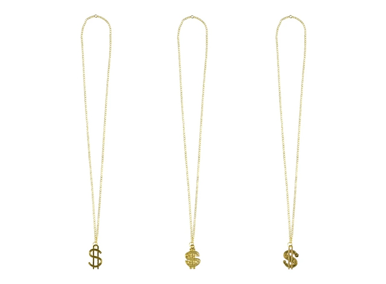 Gold-Toned Dollar Sign Necklaces In Bulk