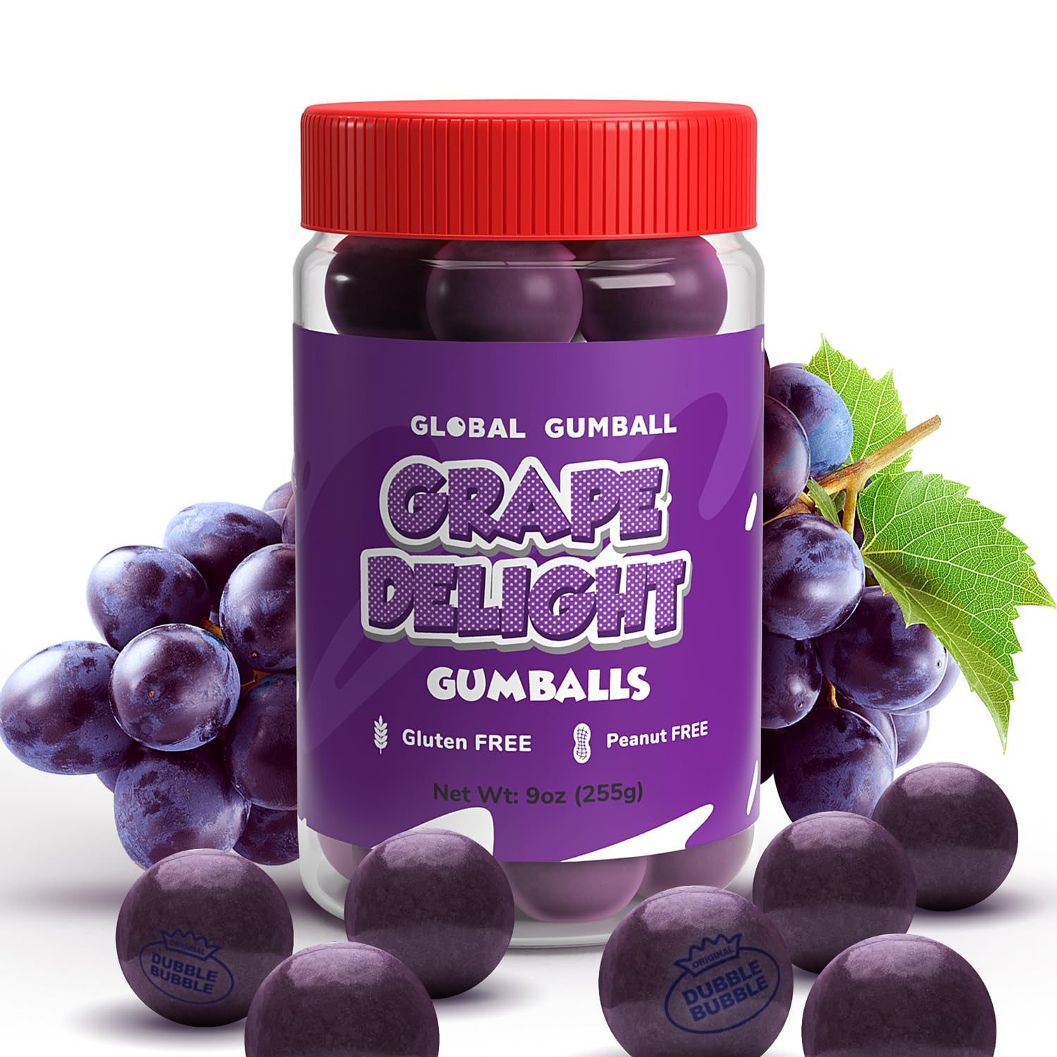 Gumballs in Jar - 1 Inch Large Gumballs - Grape Doubble Bubble Gum Purple Gumball - Kids Chewing Gum - Gumballs for Kids 9 OZ Gumballs in Jar - 1 Inch Large Gumballs - Grape Doubble Bubble Gum Purple Gumball - Kids Chewing Gum - Gumballs for Kids 9 OZ