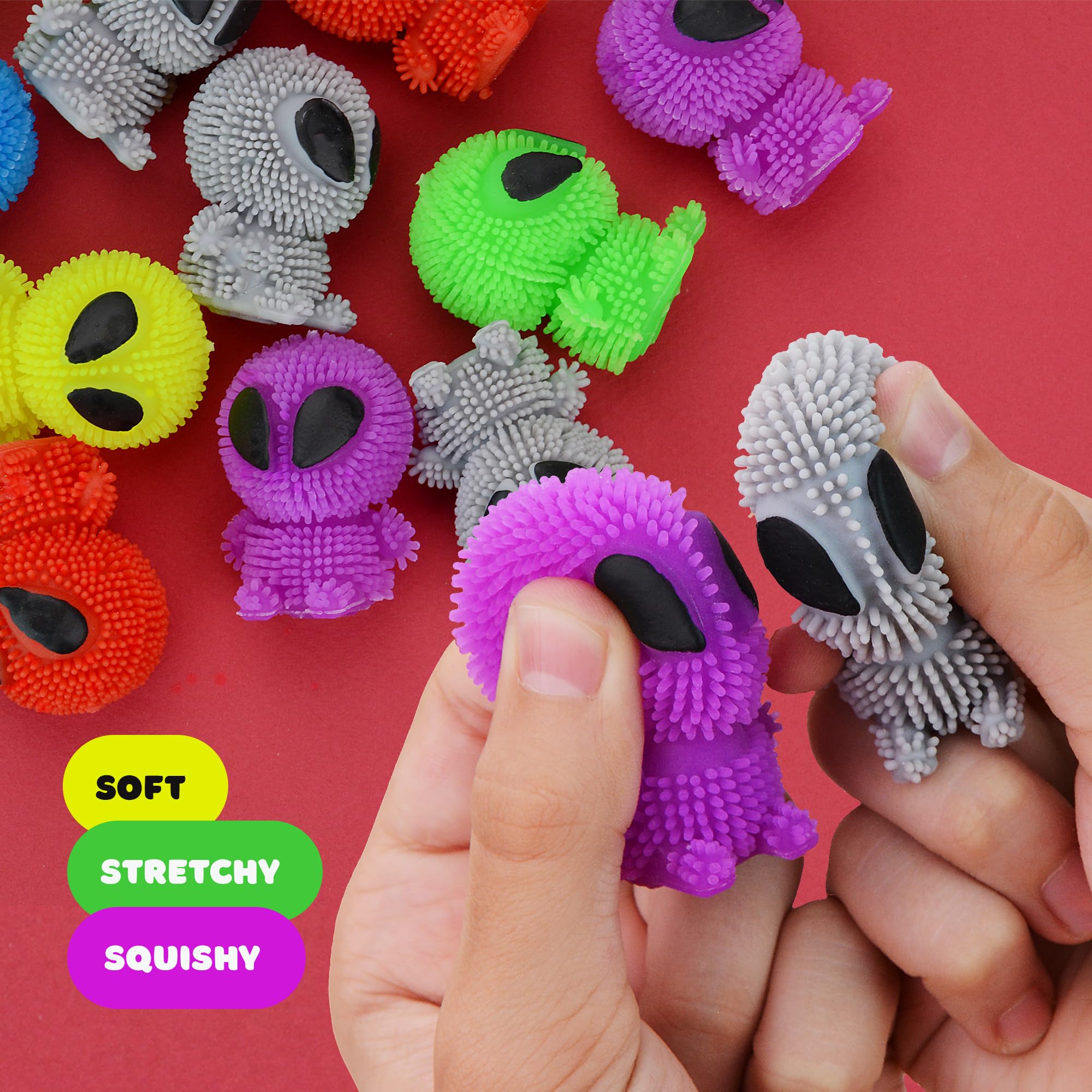Squishy Puffer Alien Toys – 24 pcs 1.75" Sensory Space Creatures for ...