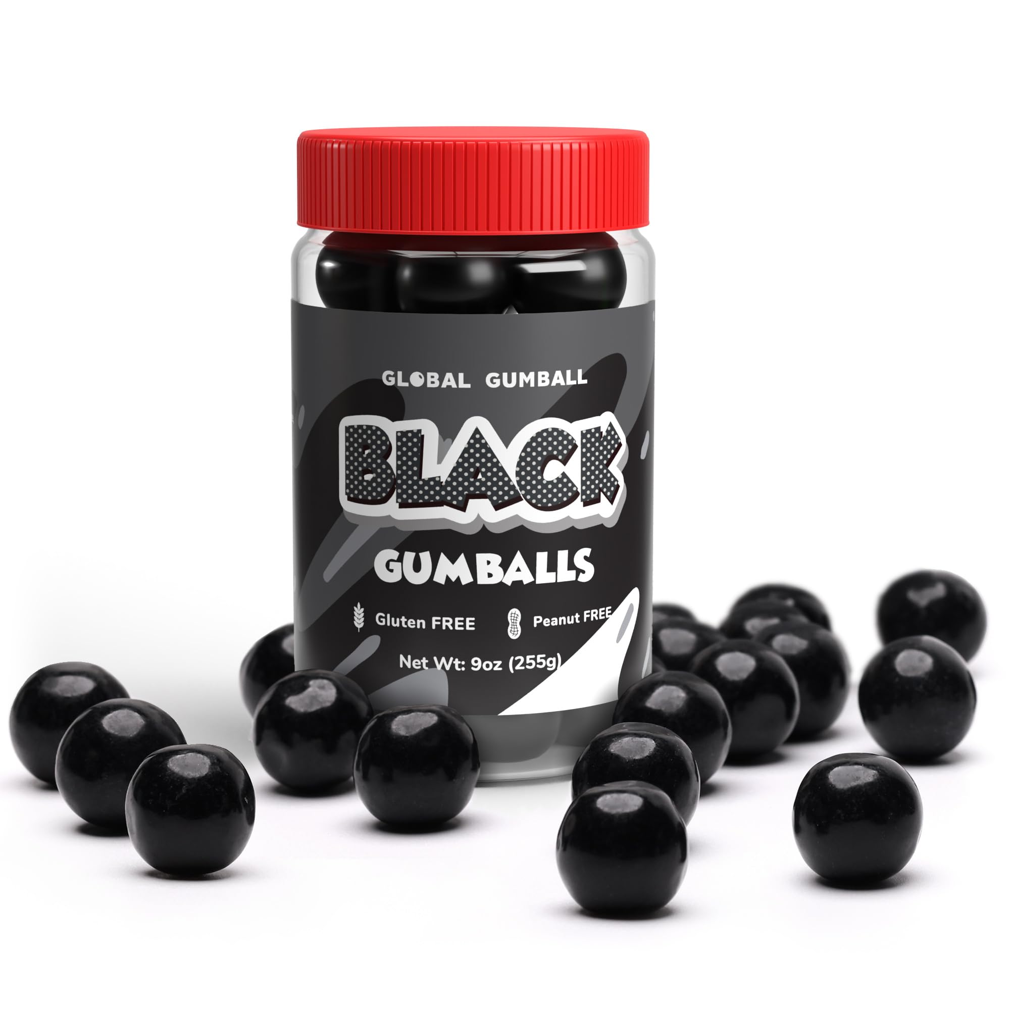 Gumballs in Jar - 1 Inch Large Gumballs - Cherry Bubble Gum Black Gumballs - Kids Chewing Gum - Gumballs for Kids 9 OZ Gumballs in Jar - 1 Inch Large Gumballs - Cherry Bubble Gum Black Gumballs - Kids Chewing Gum - Gumballs for Kids 9 OZ