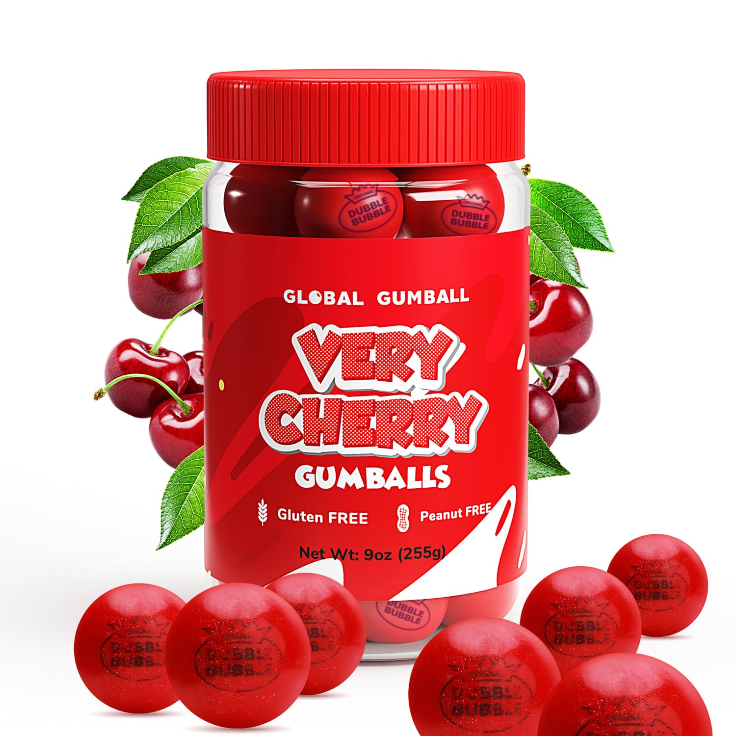Gumballs in Jar - 1 Inch Bubble Gumballs - Cherry Flavored Bubble Gum - Green Kids Gum - Gumballs for Kids - 9 OZ -Chewing Gum Gumballs in Jar - 1 Inch Bubble Gumballs - Cherry Flavored Bubble Gum - Green Kids Gum - Gumballs for Kids - 9 OZ -Chewing Gum