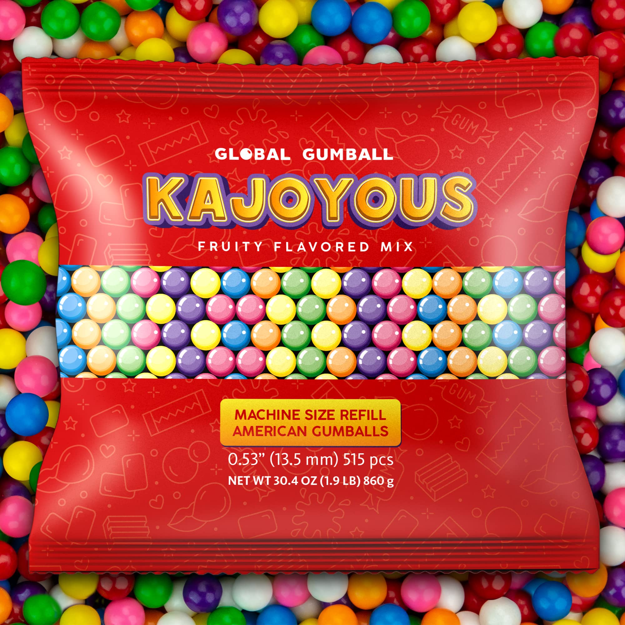Gumballs for Gumball Machine - 0.5 Inch Gum Balls - Chewing Bubble Gum - 1.9 LB Kids Gum Bulk Gumball Machine Refills - 515 Pcs Little Gumballs Gumballs for Gumball Machine - 0.5 Inch Gum Balls - Chewing Bubble Gum - 1.9 LB Kids Gum Bulk Gumball Machine Refills - 515 Pcs Little Gumballs