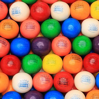 15 OZ Flow-Wrapped Assorted Fruit Gum" (24 mm) gumballs in bulk