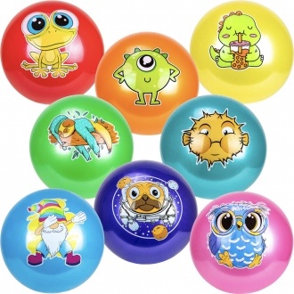 18in Fun Mix Inflatable Vinyl Balls - 48pcs Party & Play Collection with Tree Frog, Boba Tea Dragon, and More! vending supply