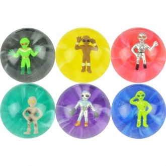 3-D Alien Bounce Ball Collection: 12 pc Set with Unique Extraterrestrial Figures Perfect for Party Favors and Kids Toys, Explore the Sci-Fi Adventure!