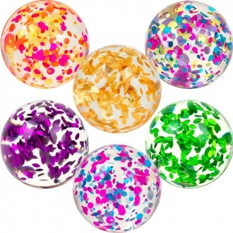 45mm Transparent Rubber Bouncy Balls with Confetti - Fun Mix for Kids, Party Favors, Non-Toxic Interactive Toy