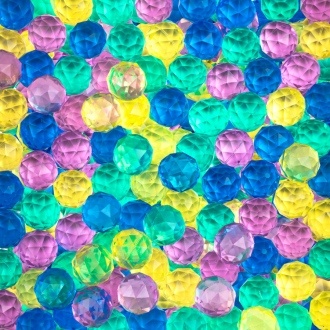 32mm Diamond Cut Hi-Bounce Ball Set - Transparent Gem Bouncing Toys for Collection, Fun Play, Group Activities - 100 Pieces