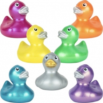 2-Inch Rubber Duck Assortment with Metallic Shimmer & Gold Beaks - Perfect Crane Prizes! vending supply