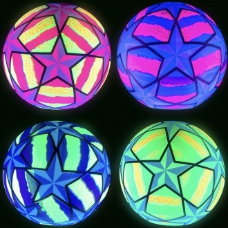 100 Pack Inflatable Power Balls with Striped Design and Stars, Glow in the Dark Sports Equipment vending supply