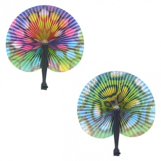 10in Folding Paper Fans Set Party Favors - 12 Pack with Black Plastic Handles - Perfect Portable Breeze Makers for Events vending supply