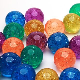12 pcs Sparkling Jumbo Bouncy Balls - Party Favor Pack for Kids - Glittery 45mm Rubber Balls - Super Bouncy Fun