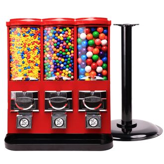 Versatile Triple Candy and Gumball Dispenser with Stand gumball machine