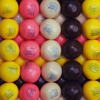1.7 LB Banana Split Gumballs 1" – Stand-Up Pouch gumballs in bulk
