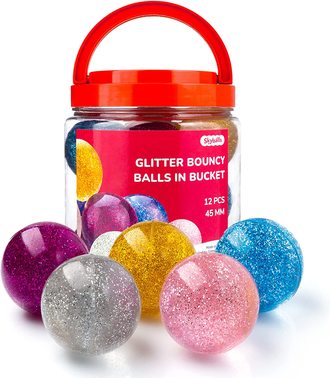Glitter Hi-Bounce Balls 45 mm in a Jar   12 pcs.