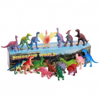 2-Inch Assorted Mini Dinosaur Figurines in Colorful Display Box – 18 Pieces for Party Favors and Prizes vending supply