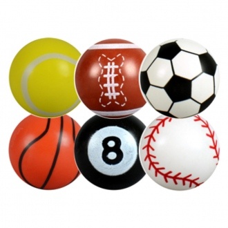 30mm Sports Hi-Bounce Ball Collection - Mix of 100 Bouncy Tennis, Football, Basketball, Baseball, Soccer Balls